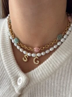 PEARL BUBBLE INITIAL NECKLACE -Alv Jewels Tezza 1865