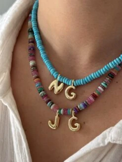 GEMSTONE INITIAL NECKLACE