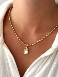PEAR BEZEL NECKLACE