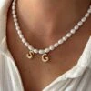 PEARL BUBBLE INITIAL NECKLACE