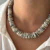 WHITE GILL DISC NECKLACE