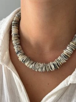 WHITE GILL DISC NECKLACE