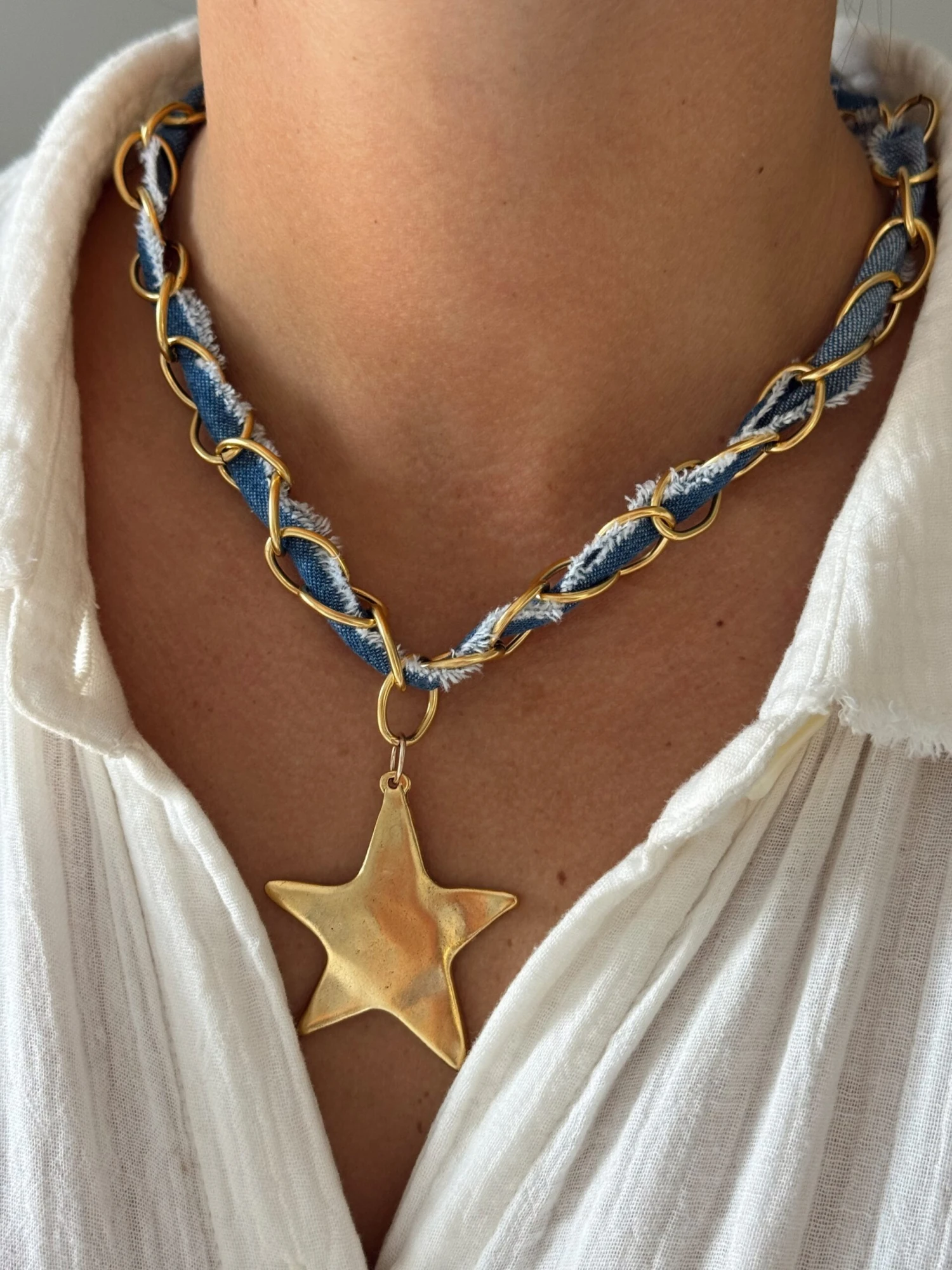 DENIM STAR NECKLACE 1 DENIM STAR NECKLACE