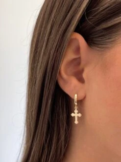 SMALL CROSS HUGGIE HOOPS -Alv Jewels image9